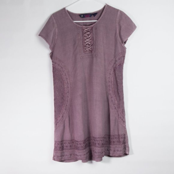Model France Lagenlook purple tie back tunic - Picture 1 of 7